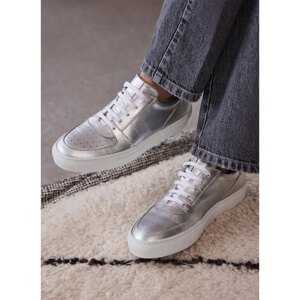Mint Velvet Silver Leather Trainers